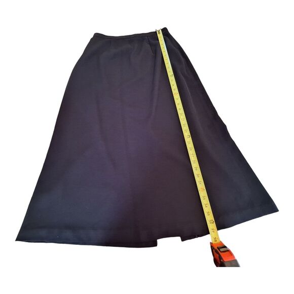 Vtg Lined Black Maxi Skirt Size 14 Crepe A-Line kick vent Signature by Jerell EC - Picture 8 of 9